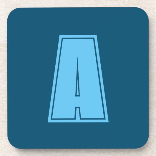 Ocean & Sky Blue Initiaal Monogram Kalligrafie Chi Bier Onderzetter (Voorkant)