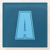 Ocean & Sky Blue Initiaal Monogram Kalligrafie Chi Glazen Onderzetter (Voorkant)