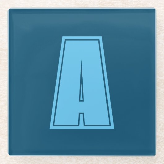 Ocean & Sky Blue Initiaal Monogram Kalligrafie Chi Glazen Onderzetter (Voorkant)