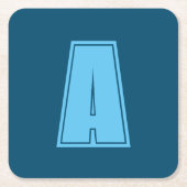 Ocean & Sky Blue Initiaal Monogram Kalligrafie Chi Kartonnen Onderzetters (Voorkant)