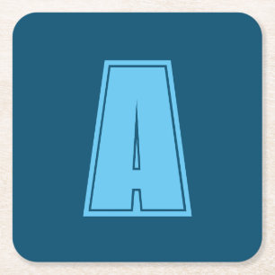 Ocean & Sky Blue Initiaal Monogram Kalligrafie Chi Kartonnen Onderzetters