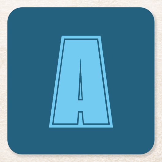 Ocean & Sky Blue Initiaal Monogram Kalligrafie Chi Kartonnen Onderzetters (Voorkant)