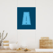 Ocean & Sky Blue Initiaal Monogram Kalligrafie Chi Poster (Keuken)