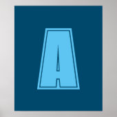 Ocean & Sky Blue Initiaal Monogram Kalligrafie Chi Poster (Voorkant)