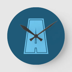 Ocean & Sky Blue Initiaal Monogram Kalligrafie Chi Ronde Klok