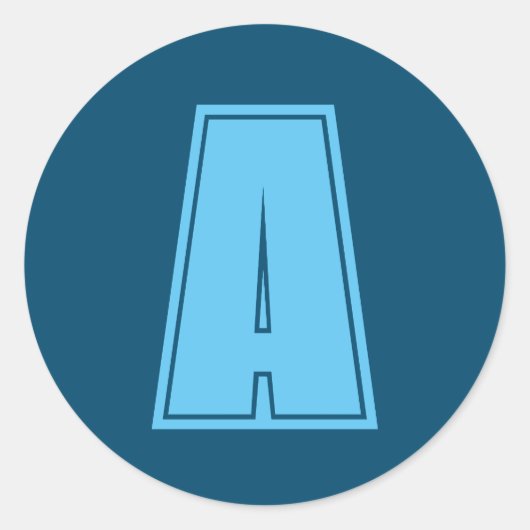 Ocean & Sky Blue Initiaal Monogram Kalligrafie Chi Ronde Sticker (Voorkant)