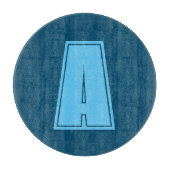 Ocean & Sky Blue Initiaal Monogram Kalligrafie Chi Snijplank (Voorkant)