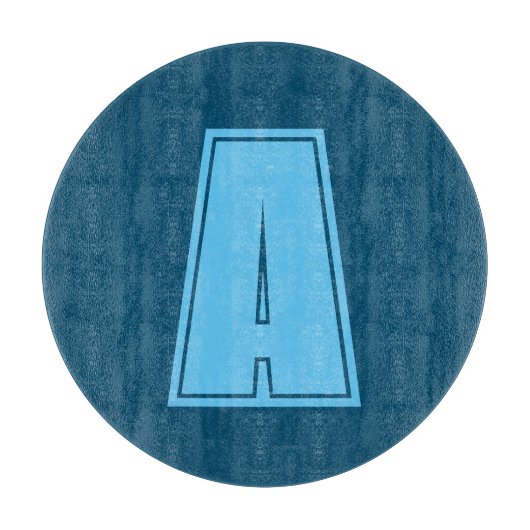 Ocean & Sky Blue Initiaal Monogram Kalligrafie Chi Snijplank (Voorkant)