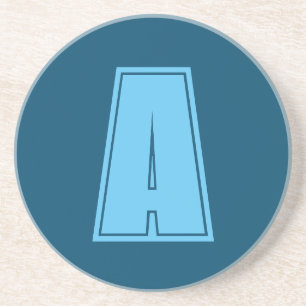 Ocean & Sky Blue Initiaal Monogram Kalligrafie Chi Zandsteen Onderzetter