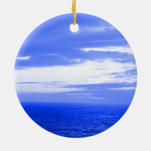Ocean Sky Blue Kerstornament Keramisch Ornament (Achterkant)