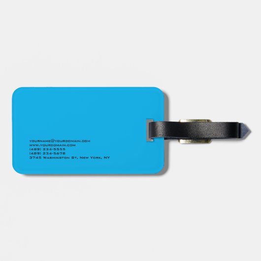 Ocean Sky Blue Modern Plain Monogram Professional Bagagelabel (Achterkant horizontaal)