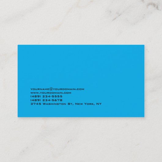 Ocean Sky Blue Modern Plain Monogram Professional Visitekaartje (Achterkant)