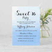 Ocean Sky Blue Ombre pasta Sweet 16 Uitnodiging (Staand voorkant)