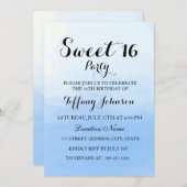 Ocean Sky Blue Ombre pasta Sweet 16 Uitnodiging (Voorkant / Achterkant)