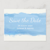 Ocean Sky blue waterverf save the date Aankondigingskaart (Voorkant)