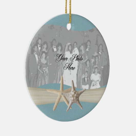Ocean Sky Blue Zeester Foto Keramisch Ornament (Rechts)