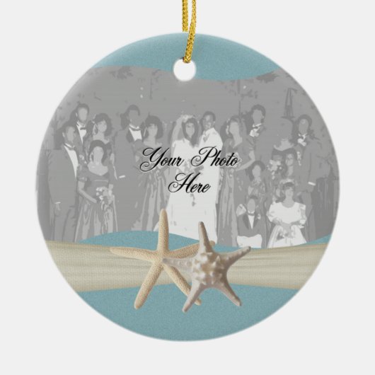 Ocean Sky Blue Zeester Foto Keramisch Ornament (Voorkant)