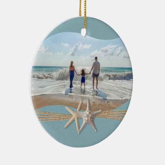 Ocean Sky Blue Zeester Foto Keramisch Ornament (Rechts)