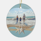 Ocean Sky Blue Zeester Foto Keramisch Ornament (Links)