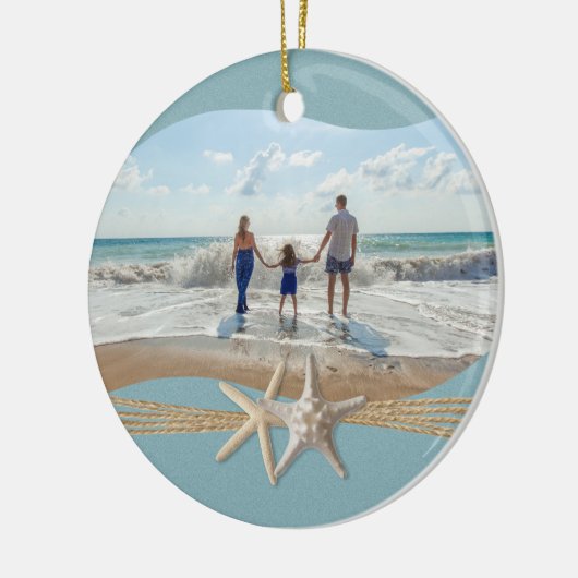 Ocean Sky Blue Zeester Foto Keramisch Ornament (Links)