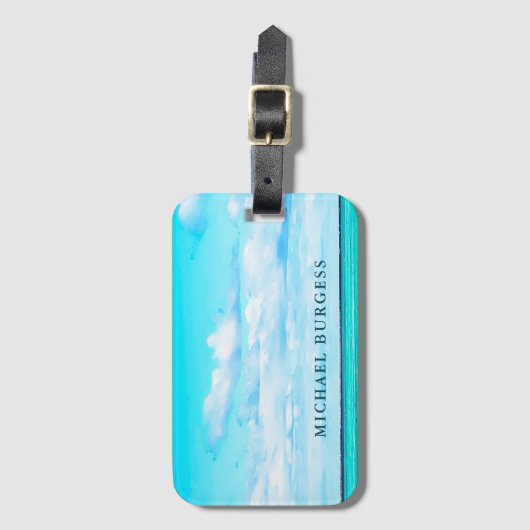 Ocean Sky Scene Reizen Aqua Blue Bagagelabel (Voorkant (verticaal))