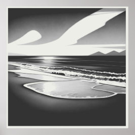 Ocean Solitude zwart-wit Poster