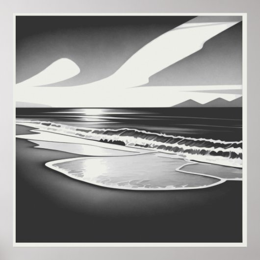 Ocean Solitude zwart-wit Poster (Voorkant)