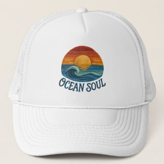 Ocean Soul, Sunset Wave geborduurd Trucker Pet