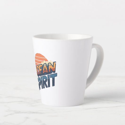 "Ocean Spirit" Retro Summer Graphic Latte Mok (Rechterhoek)