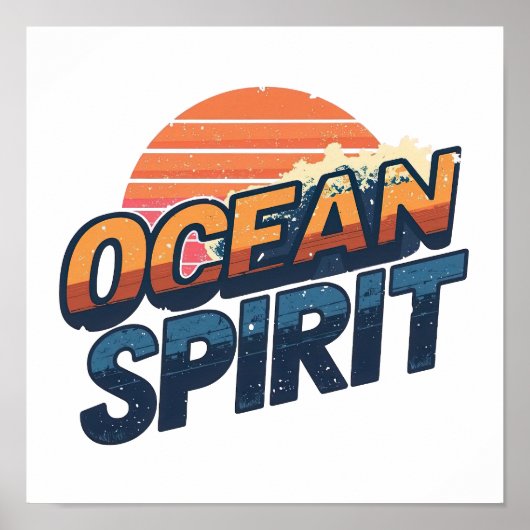 "Ocean Spirit" Retro Summer Graphic Poster (Voorkant)