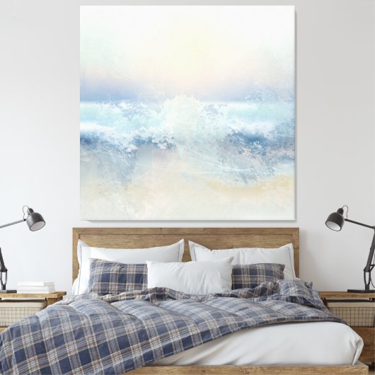 Ocean Splash in a Misty Golden Sunset Canvas Afdruk (Insitu (Slaapkamer))