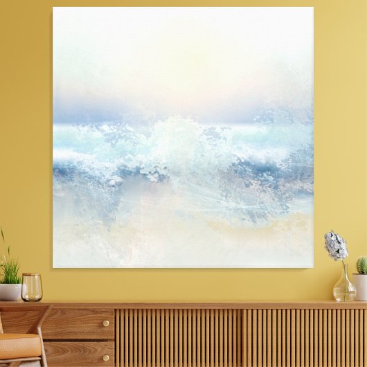 Ocean Splash in a Misty Golden Sunset Canvas Afdruk (Insitu (Woonkamer))