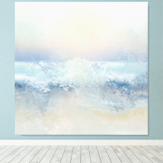 Ocean Splash in a Misty Golden Sunset Canvas Afdruk (Insitu (Houten vloer))