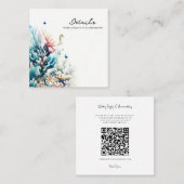 Ocean Splash Koraal Waterverf Bruiloft Details Vierkante Visitekaartje (Voorkant / Achterkant)