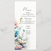 Ocean Splash Zee Coral Waterverf Wedding Menu (Voorkant)