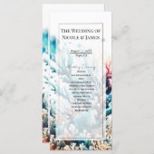 Ocean Splash Zee Coral Waterverf Wedding Program Programmakaart (Voorkant / Achterkant)