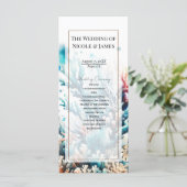 Ocean Splash Zee Coral Waterverf Wedding Program Programmakaart (Staand voorkant)
