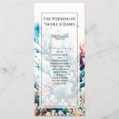 Ocean Splash Zee Coral Waterverf Wedding Program Programmakaart (Voorkant)
