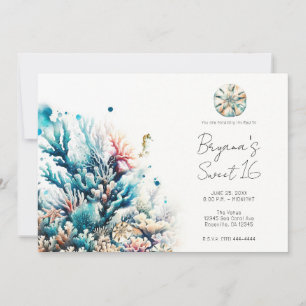 Ocean Splash Zee Koraal Aquarel Sweet 16 Kaart