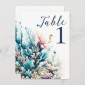 Ocean Splash Zee Koraal Waterverf Bruiloft Kaart (Voorkant / Achterkant)