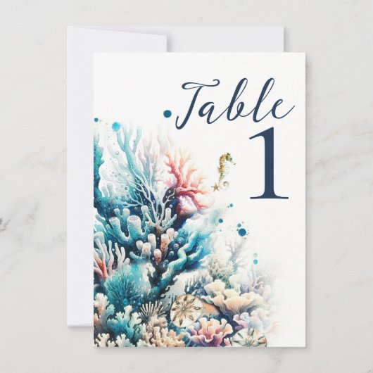 Ocean Splash Zee Koraal Waterverf Bruiloft Kaart (Achterkant)