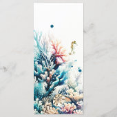 Ocean Splash Zee Koraal Waterverf Bruiloftsmenu Menu (Achterkant)