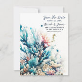 Ocean Splash Zee Koraal Waterverf Save the Date Kaart (Voorkant)