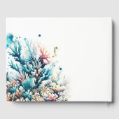 Ocean Splash Zee Koraal Waterverf Strand Bruiloft Gastenboek (Achterkant)