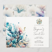 Ocean Splash Zee Koraal Waterverf Sweet 16 Kaart (Voorkant / Achterkant)