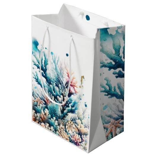 Ocean Splash Zee Koraal Waterverf Sweet 16 Medium Cadeauzakje (Voorkant Gekanteld)