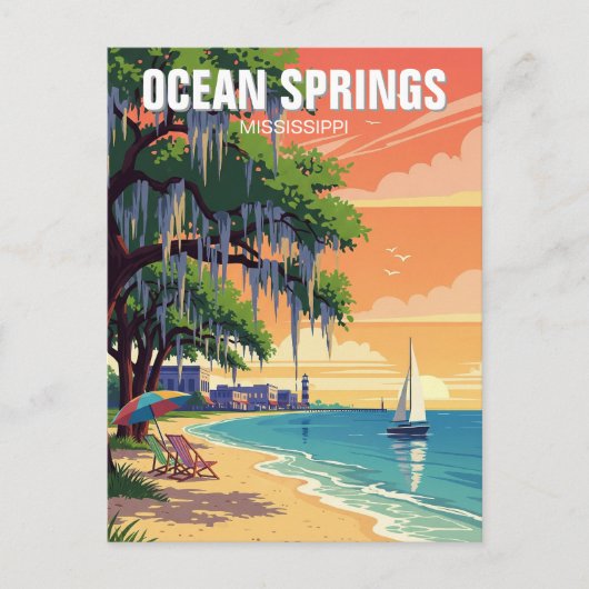 Ocean Springs Mississippi Reizen Briefkaart (Voorkant)