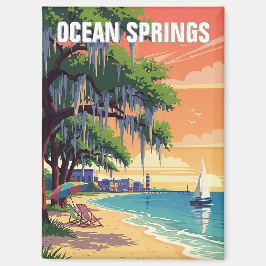Ocean Springs Mississippi Reizen Magneet (Voorkant)