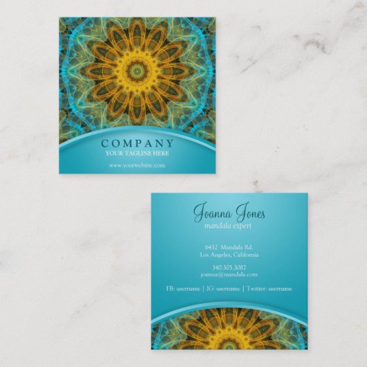 Ocean Star Mandala Vierkante Visitekaartje (Voorkant / Achterkant)