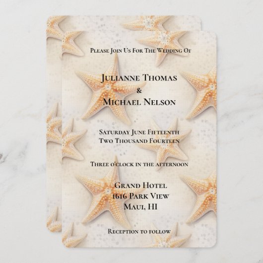 Ocean Starfish Beach bruiloft Kaart (Voorkant / Achterkant)